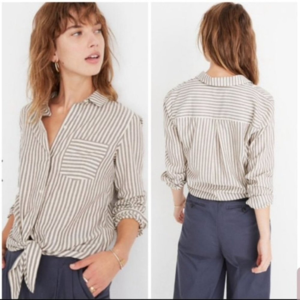 Madewell Maitland Striped Tie Waist Top NWT